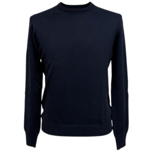 Gran Sasso - Maglia a girocollo uomo in Lana Merinos Extrafine blu navy