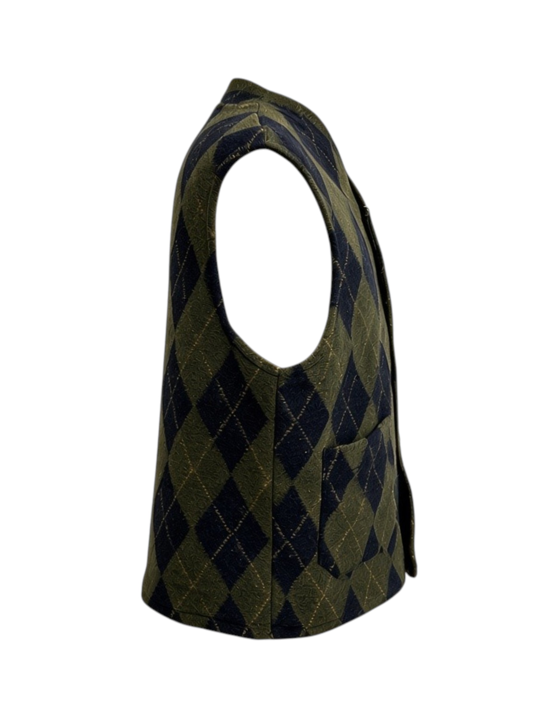 Mentore - Gilet uomo in misto lana motivo a rombi verde e blu - immagine 2