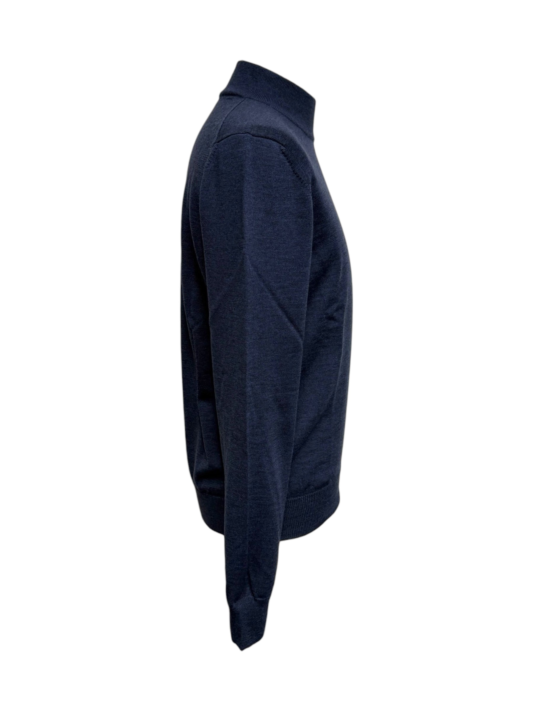 Gran Sasso – Lupetto uomo in Lana Merinos Extrafine blu melange - immagine 2