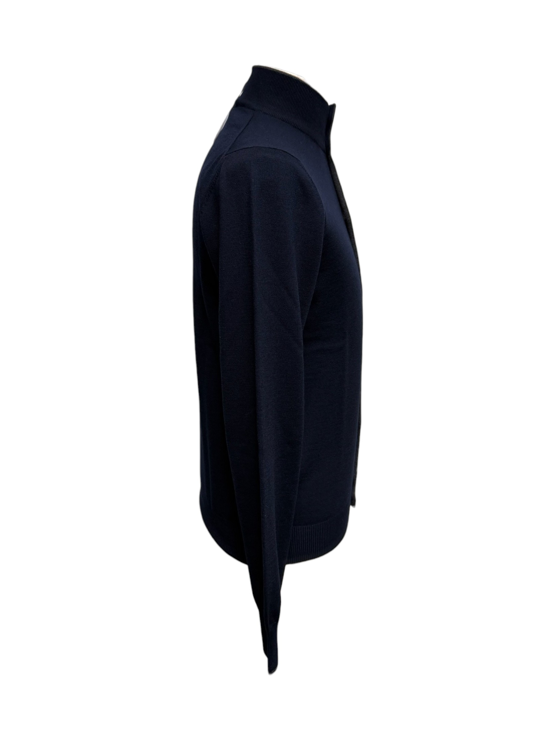Gran Sasso – Cardigan collo alto uomo in Lana Extrafine Merinos blu navy - immagine 2