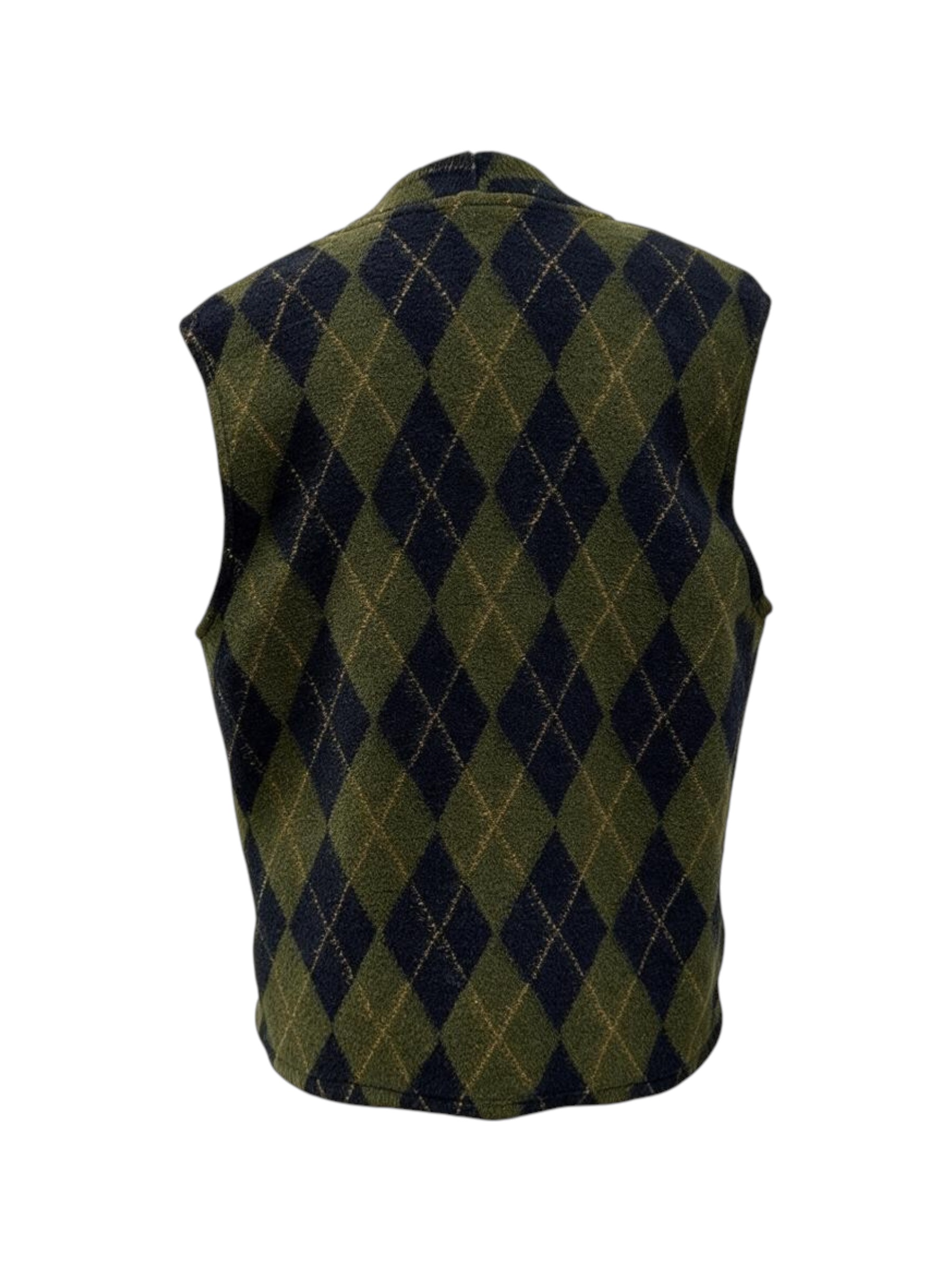 Mentore - Gilet uomo in misto lana motivo a rombi verde e blu - immagine 3