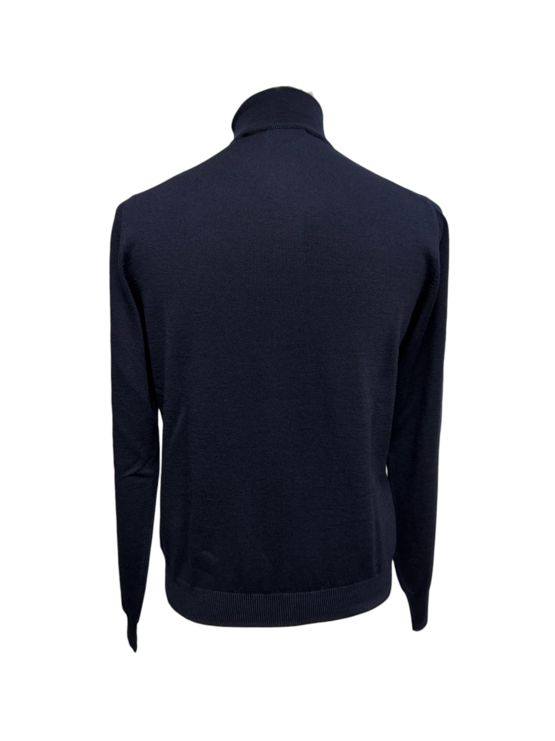 Gran Sasso – Cardigan collo alto uomo in Lana Extrafine Merinos blu navy - immagine 3