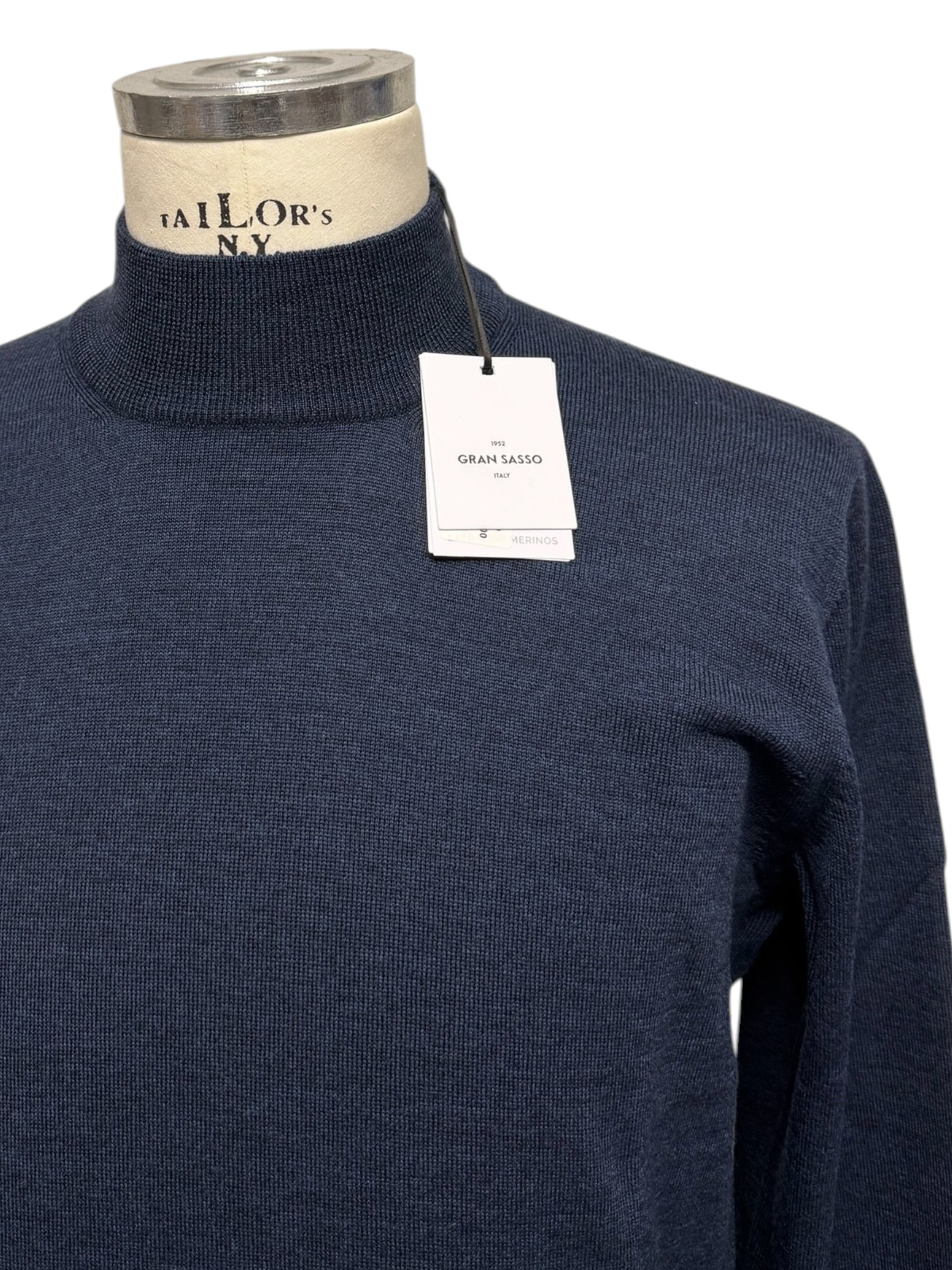 Gran Sasso – Lupetto uomo in Lana Merinos Extrafine blu melange - immagine 4
