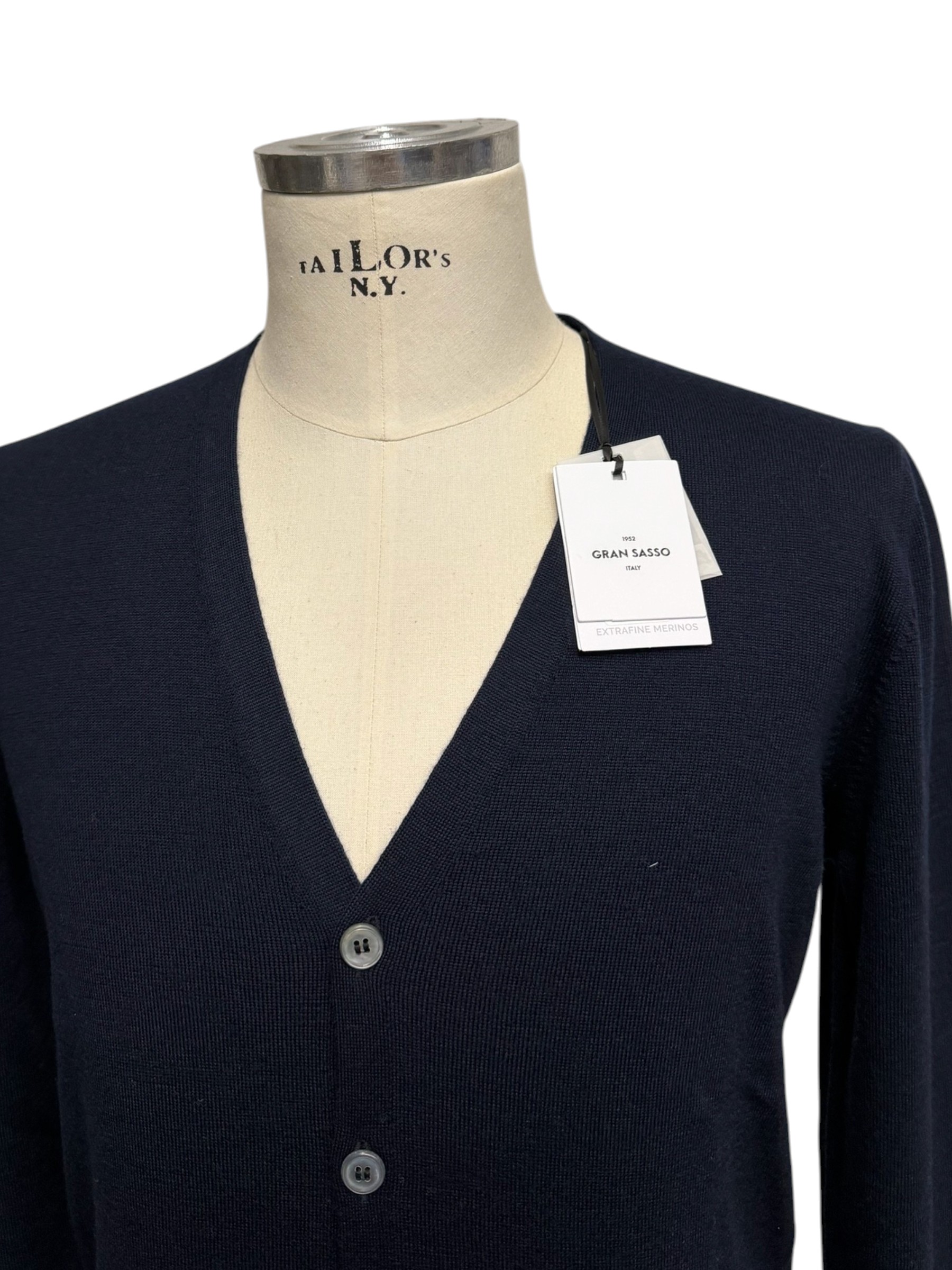 Gran Sasso - Cardigan uomo in Lana Merinos blu navy - immagine 4